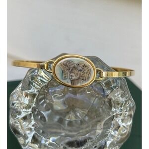 Vtg Ram Bighorn Sheep Scrimshaw Bracelet Engrave Cottagecore Wilderness 1/20 14k